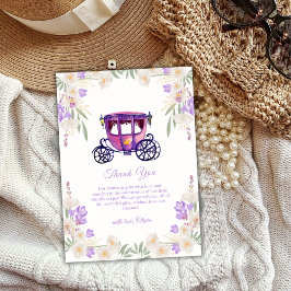Pastel Floral Princess Carriage Girl Baby Shower  Tack Kort