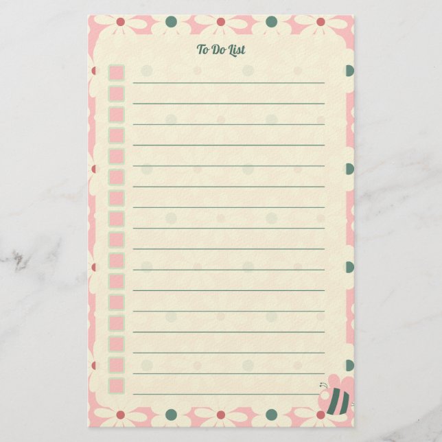 Pastel Floral To Do List Planner Design Brevpapper (Framsida)