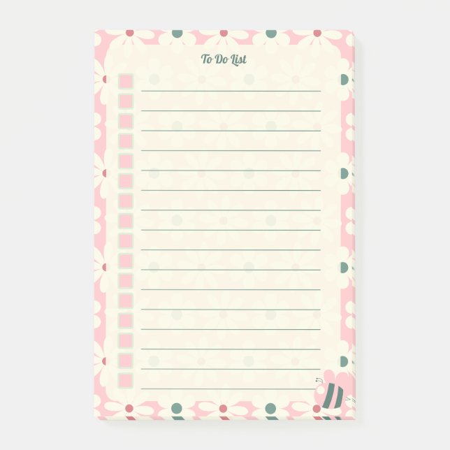 Pastel Floral To Do List Planner Design Post-it Block (Framsida)