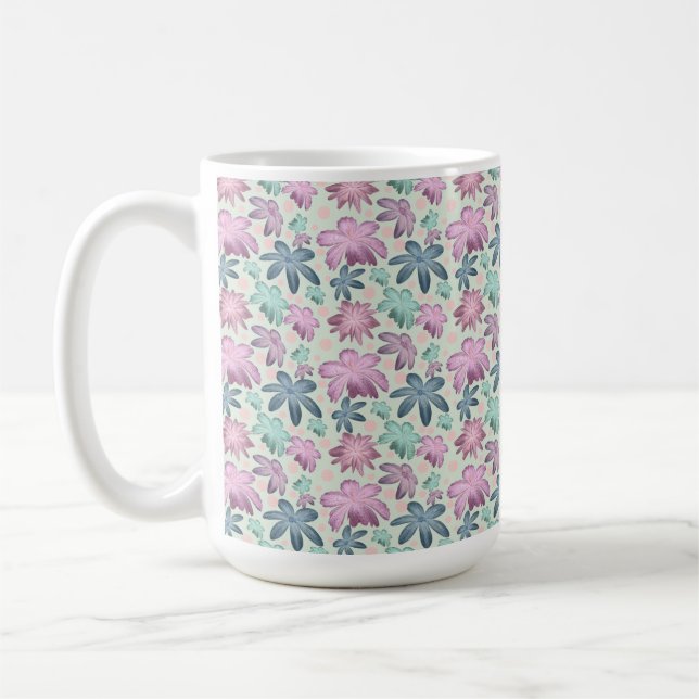 Pastel Floral watercolor Pattern  Kaffemugg (Vänster)