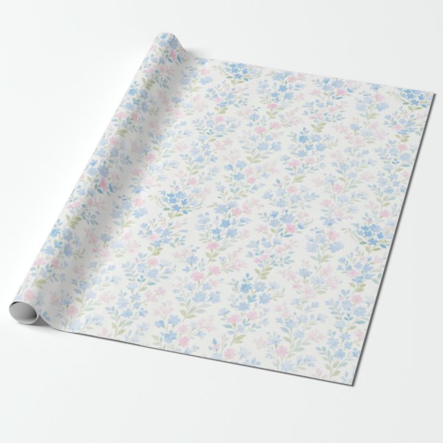 Pastel Floral Wrapping Paper Presentpapper (Utrullad)