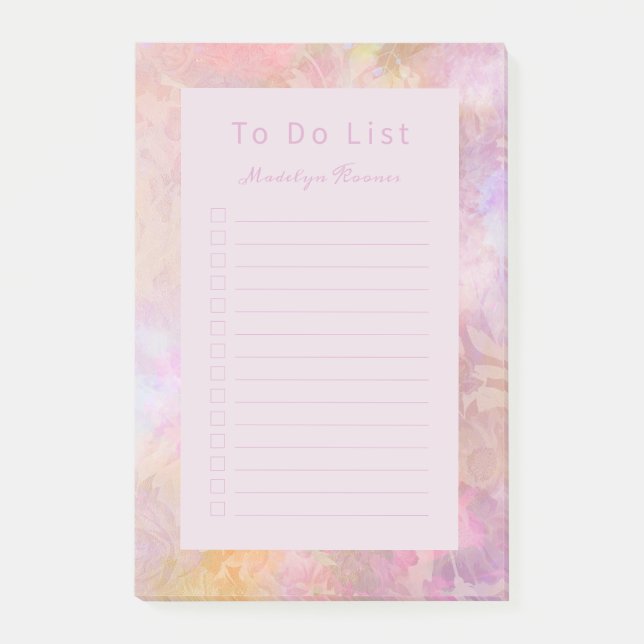 Pastel Florals Chic Script Personalized Post-it Block (Framsida)