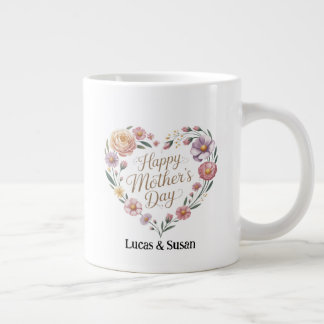 Pastel Flower Blommigt Lycklig Mor Gift Day Jumbo Mugg