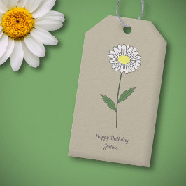 Pastel Flower Brown, botanisk Daisy Presentetikett