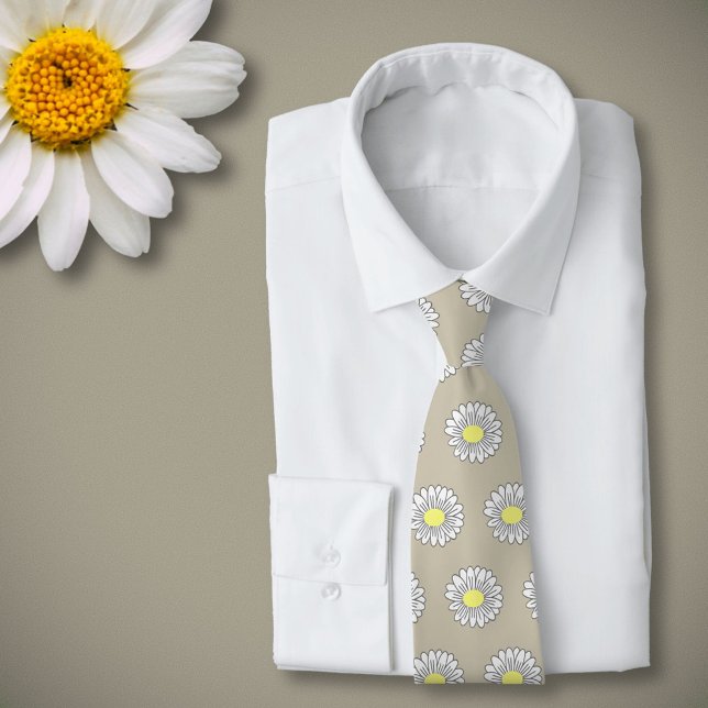 Pastel Flower Brown, botanisk Daisy Slips (Daisy Flower Light Brown Neck Tie)