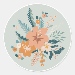 Pastel Flower Classic Round Sticker Runt Klistermärke