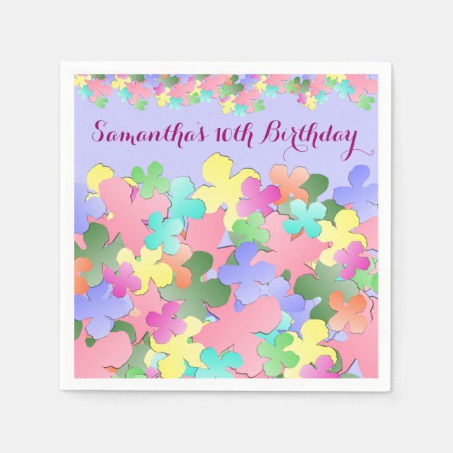 Pastel Flower Collage Anpassningsbar BIRTHDAY Pappersservett (Framsidan)