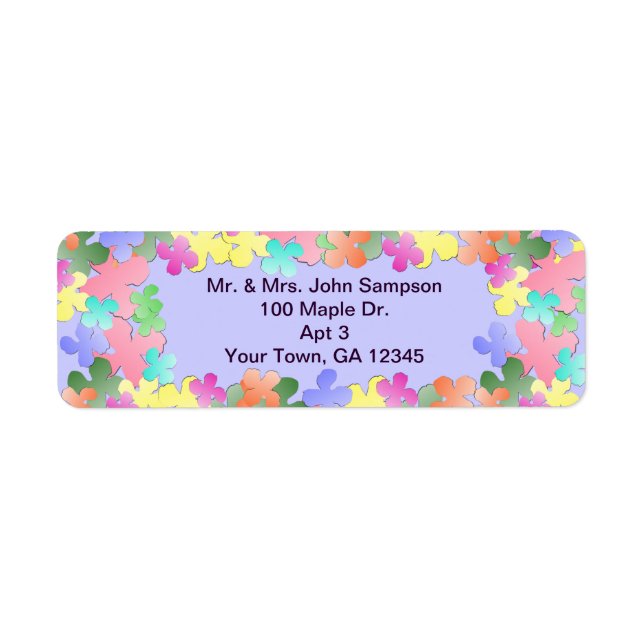 Pastel Flower Collage, Anpassningsbar Returadress Etikett (Framsidan)