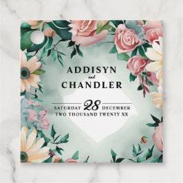 Pastel Flower Elegance: Sage Grönt Blommigt Bröllo Gåvor Etiketter