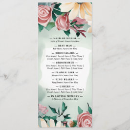 Pastel Flower Elegance: Sage Grönt Blommigt Bröllo Program