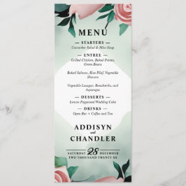 Pastel Flower Elegance: Sage Grönt Blommigt Bröllo Program