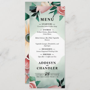 Pastel Flower Elegance: Sage Grönt Blommigt Bröllo Program