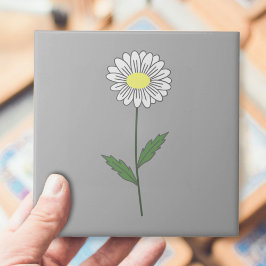 Pastel Flower Grått, botanisk Daisy Kakelplatta