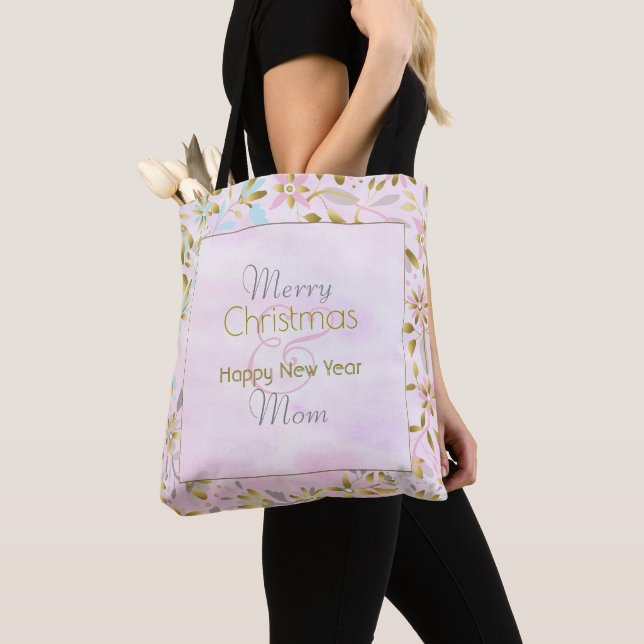 Pastel Flower jul Tote Bag Tygkasse (Närbild)
