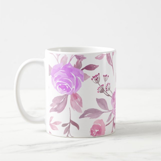 Pastel Flower Mönster Kaffemugg (Vänster)