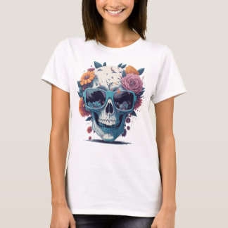 Pastel Flower Skull T Shirt
