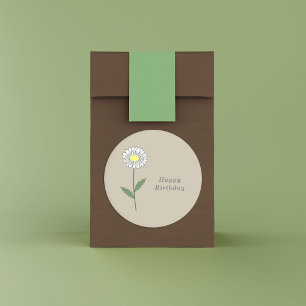Pastel Flower Sticker-märke för botanisk Daisy Runt Klistermärke
