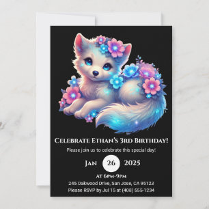 Pastel Flower Valp Birthday Inbjudningar