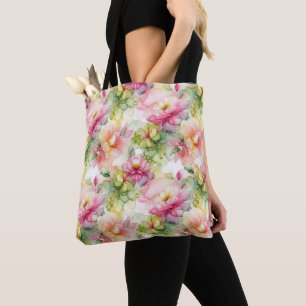 Pastel Flowers Alcohol Bläck Illustration Tygkasse