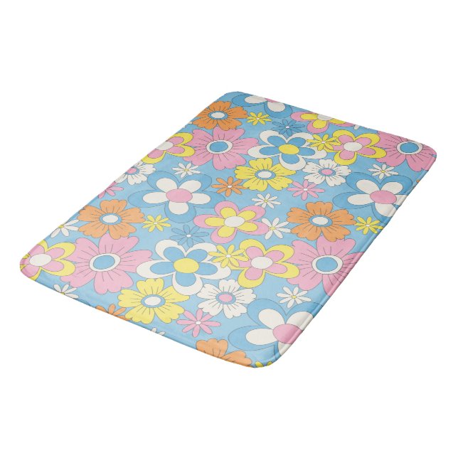 Pastel Flowers Bathroom Mat - Blanda och matcha de Badrumsmatta (Vinklad)