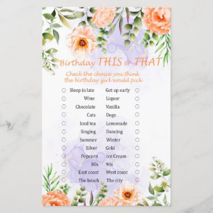 Pastel Flowers Birthday this or the Game