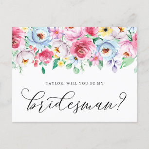 Pastel Flowers blir mitt Bridesman-kort Vykort