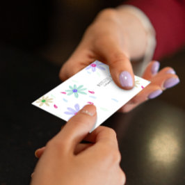 Pastel Flowers | Enkel Namn Monogram Visitkort