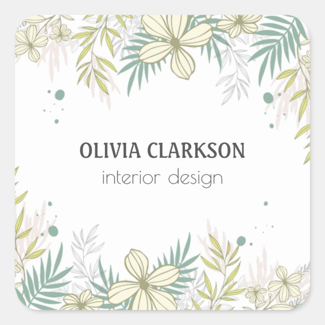 Pastel Flowers Fyrkantigt Klistermärke (Framsida)