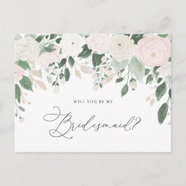 Pastel Flowers Glitter kommer att bli min bridesma Inbjudan Vykort