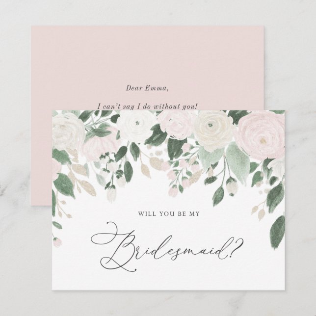 Pastel Flowers Glitter kommer att bli min bridesma Inbjudningar (Fram/baksida)