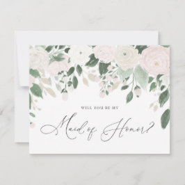 Pastel Flowers Glitter Maid of honor Frieri Inbjudningar