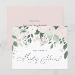 Pastel Flowers Glitter Maid of honor Frieri Inbjudningar