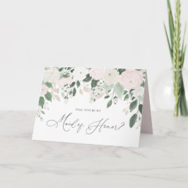 Pastel Flowers Glitter Maid of honor Frieri Kort