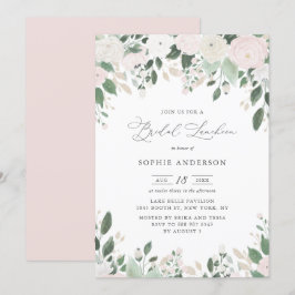 Pastel Flowers Guld Glitter Löv Möhippa Luncheon Inbjudningar