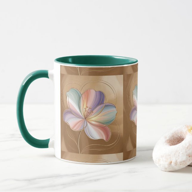 Pastel Flowers Guld Grönt Combo Mugg (Med munk)