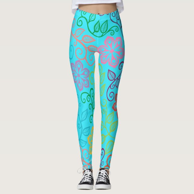 Pastel Flowers Leggings (Framsida)
