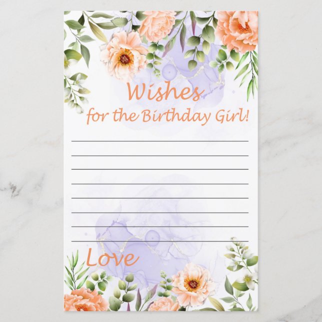 Pastel Flowers Önskemål för födelsedagsflickan (Framsida)