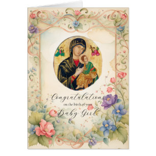 Pastel Flowers Orthodox Grattis Nyfödd bebis Hälsningskort