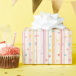 Pastel Flowers Rand Möhippa  Baby Shower Girls Presentpapper<br><div class="desc">Söt pastel färg i rosa,  gult och lila med rand och blommor på denna papper. Perfekt för möhippor,  babyduschar,  flickors födelsedagar med mera.</div>