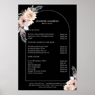 Pastel Flowers Salon Pris List Poster