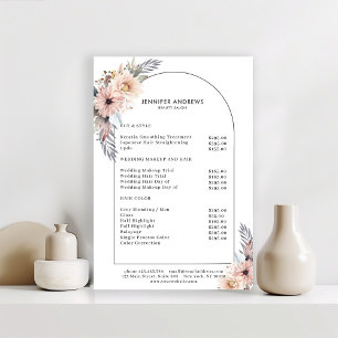 Pastel Flowers Salon Pris List Poster
