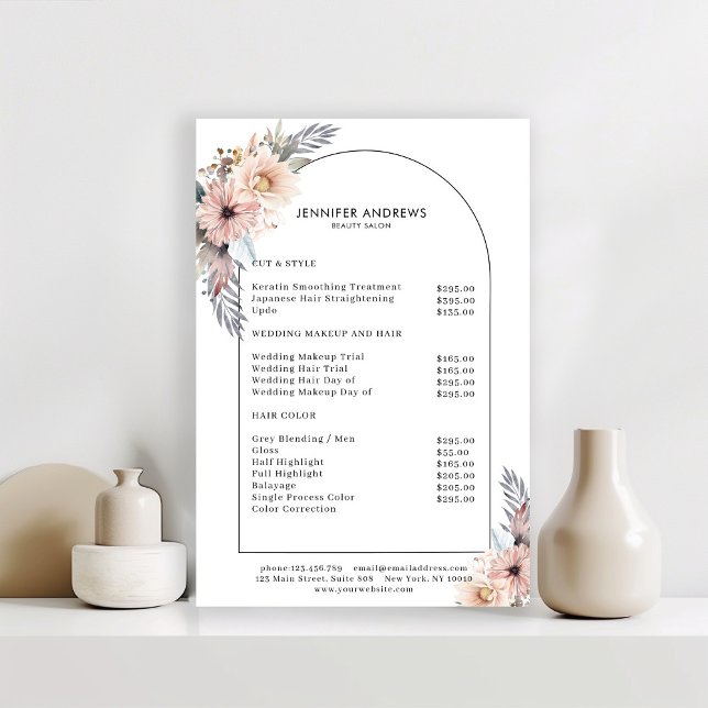Pastel Flowers Salon Pris List Poster (Skapare uppladdad)