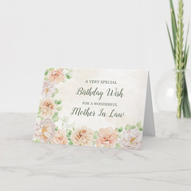 Pastel Flowers Svärmor Birthday Card Kort (Framsida)