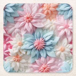 Pastel Flowers Underlägg Papper Kvadrat