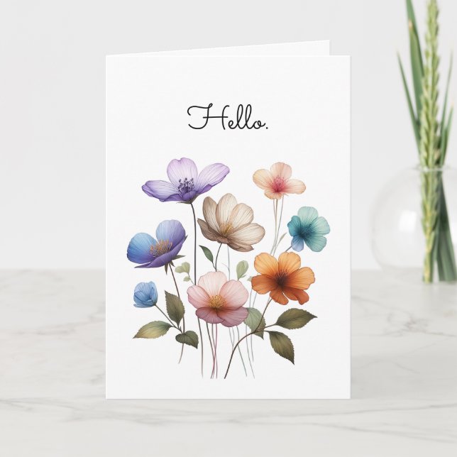 Pastel Flowers Watercolor Illustration Hälsning Kort (Framsida)