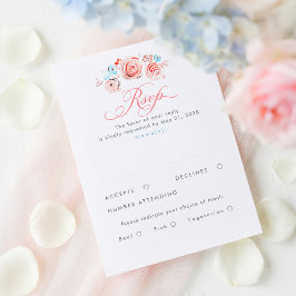 Pastel Flowers Whimsical Elegant Wedding RSVP Card OSA Kort