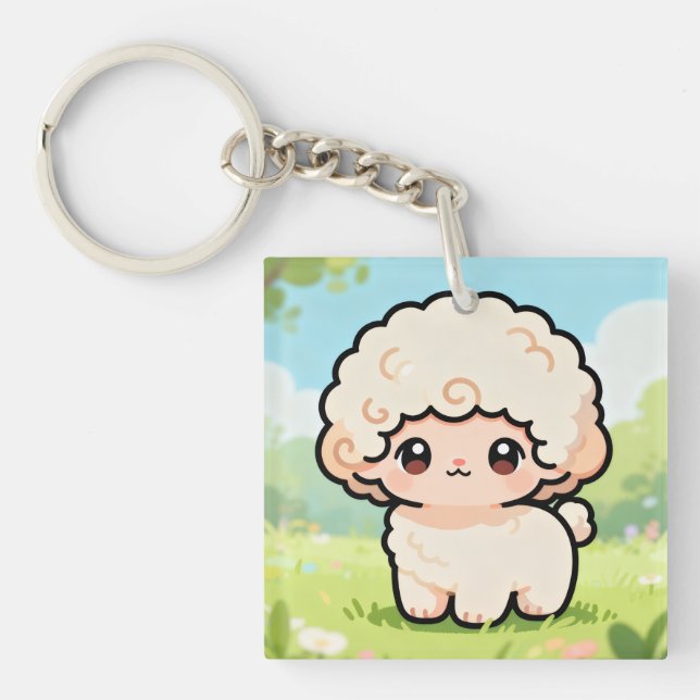 Pastel Fluffy Lamb Keychain (Framsidan)