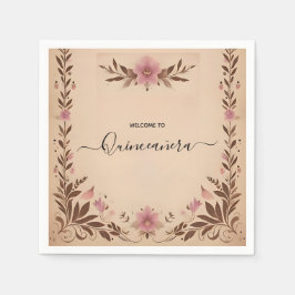Pastel Font Dusty Glam Ro Guld Quinceanera Pappersservett