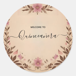 Pastel Font Dusty Glam Ro Guld Quinceanera Runt Klistermärke