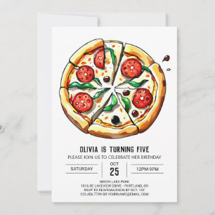 Pastel Foodie Pizza Birthday Inbjudningar